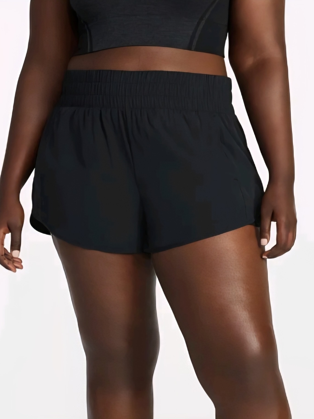 Black Athletic Performance Running Shorts With Bike Shorts Lining Womens L